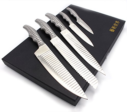 1aTTack.de Messer Messerset 5-teilig mit Spezialklingen Hygienisch und Scharf Edelstahl - 5