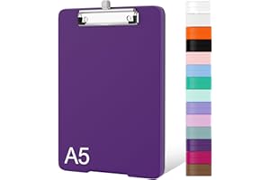 Piasoenc Small Clipboard with Storage, A5 Organization Box with Pen Holder, Plastic Clipboard with Low Profile Clip for Nurses, Teachers, Deep Purple