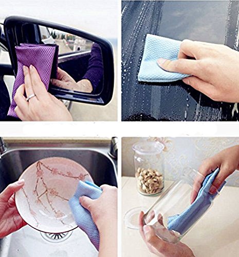 Onshowy Superfine Fiber Glass Wipes Starke saugfähige Fisch Skalen Gitter Glas Scheuerschwarzes Waschen Handtuch 30x40cm (4 Packung ) - 4