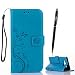 Produktbild Samsung Galaxy A5 ( 2015 ) Hülle, Samsung Galaxy A5 ( 2015 ) Schutzhülle, Alfort 3 in 1 Lederhülle Fashion Design Premium PU Leder Hohe Qualität Tasche Case Cover Kasten Abdeckung Wallet für Samsung Galaxy A5 ( 2015 ) 5.0" Smartphone Funktion Standfunktion Unterstützte Telefone und Magnetverschluss mit Schmetterling ( Blau ) + Alfort Schwarz Stylus Pen