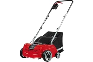 Einhell Electric Lawn Scarifier And Aerator - 1200W, 28L Catch Bag, 10m Cord, 3 Working Depths, Changeable Scarifier And Aerator Rollers - GC-SA 1231/1 Dethatching Rake For Gardens Up to 300m²