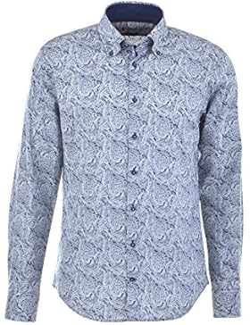 BUGATTI Herren Hemd, navy-weiß