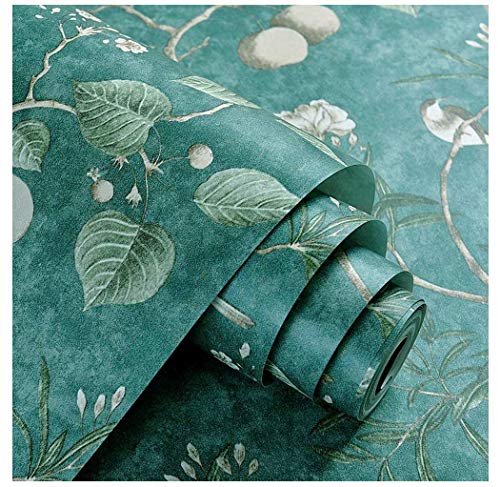 Blooming Wand Vintage Flower Baume Vogel Tapete Fur Wohnzimmer Schlafzimmer Kuche 57 Quadratisch Ft Smaragd Grun Pretty Awesome Shop