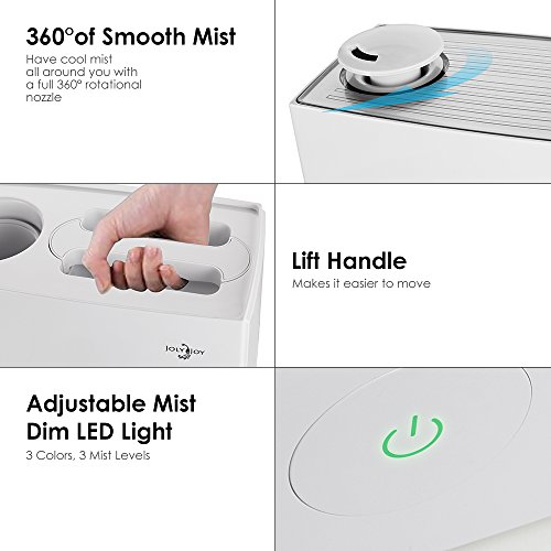 Joly Joy Luftbefeuchter 4L Ultraschall Humidifier mit kühlem Dampf mit 3 Modi zur Verbesserung des Raumklimas, Weiß - 5
