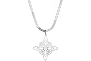 SIPURIS Collar de nudo de bruja para mujeres y hombres, de acero inoxidable, nudo de bruja celta, colgante de brujería, amuleto de protección geométrica, amuleto mágico wiccano, joyería pagana,