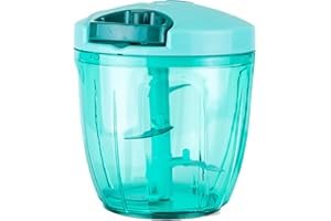 Ourokhome Manual Food Chopper - Food Blender Pull String Vegetable Cutter for Onion, Garlic, Parsley with 5 Blades (Teal, 1000ml)
