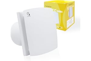 FanGoFast 100mm Ventilador de Baño, Extractor de Baño con Sensor de Humedad y Temporizador Ajustable, Silencioso con Aleta Inversa, Ventilador de Pared para Cocina Baño Garaje (Blanco, 100B-humedad)