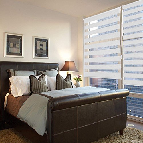 OBdeco Doppelrollo Klemmfix 80x150cm Flachs Duo Rollo ohne Bohren mit Klemmträgern Fensterrollo - 2