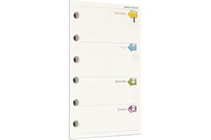 Zelten Recambio de papel perforado multicolor para encuadernación de 6 agujeros (A7, Arrow Weekly Planner)