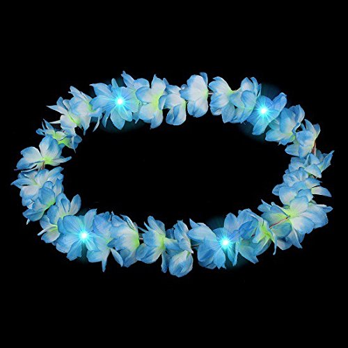 LED Blumenkette Blau Blumenketten Hawaiikette Hawaiiketten Hawaii Kette Blume Bumen Halskette Halsketten Deko
