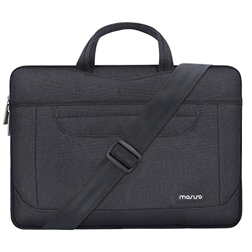 MOSISO Laptop Shoulder Bag Compatible with 13-13.3 Inch MacBook Pro/MacBook Air/Notebook with Organizer Pockets, Multiuse Travel Work Business Messenger Briefcase Case Sleeve for Men & Women,Black