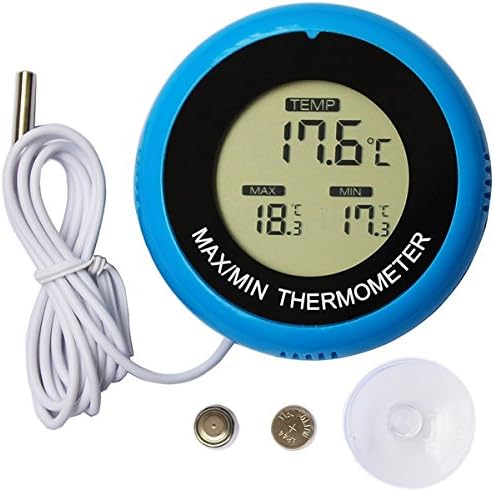 Aquaxind Digital Aquarium Thermometer, 2 in 1 Fish Tank Thermometer and Indoor Thermometer with Fahrenheit and Celsius Free Switch, Wide Measuring Range, Large LCD Display, Long Working Hour, Suction Cup, Fixed Clip