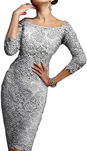 Ai Maria Women's Lace Mother Of The Bride Groom Dresses With 3/4 Long Sleeves