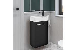 .DEFTRANS Deftrans Domodomo Mueble de Baño con Lavabo Armario de Lavabo 40x60x21.3cm Juego de Lavabo de Cerámica Mueble de Pared para Baño Pequeño - Armario Colgante con Lavabo para Baño de Visitas