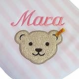 Babydecke mit Ihrem Wunsch Namen bestickt Steiff Collection 2890 rosa / weiß 90 cm x 60 cm Nicki - 3