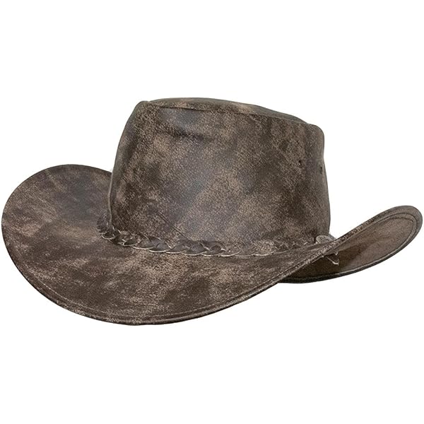 Rixom Leather Cowboy Hat - Top Grain Leather, Australian Western Bush Style With Chin Strap 3 thumbnail image