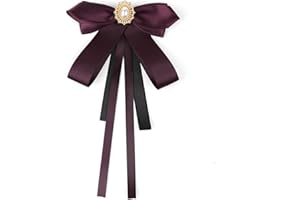 JKQBUX Broche nœud papillon en ruban tendance pour femmes et filles avec perles de cristal, accessoires pré-noués, nœud papillon pour corsage de fête, cérémonie