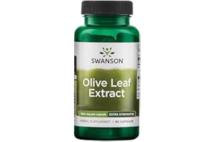 Swanson Olive Leaf Extract, (estratto di foglie di olivo), 750mg, 60 capsule, ad alto dosaggio, Testato in Laboratorio, Senza Soia, Senza Glutine, Non OGM