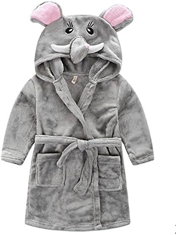 Unisex Baby Girls Boys Cute Animal Cartoon Extre Soft Flannel Warm Hooded Bathrobe Pajamas Sleepwear Sleepsuit Nightgown Kids Bathing Wrap Blanket Beach Poncho Towel - KEYSHINE