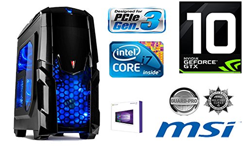Gaming PC / COMPUTER inkl. Windows 10 Pro 64-Bit -Intel Quad-Core Core i7-7700K 4x 4.5 GHz - NVIDIA Geforce GTX 1060 mit 6GB - 16GB DDR4 RAM + 1000GB HDD - 24-fach DVD Brenner - USB 3.1 - DVI - HDMI