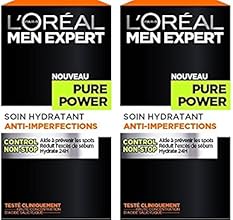 L'Or&eacute;al Men Expert Pure Power Soin Visage Homme Anti-Imperfections Peau Grasse - Lot de 2