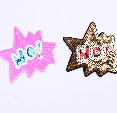 Ruluti 6Pcs Hierro En Remiendo del Bordado De Lentejuelas Rosa Pegatinas Apliques para La Camiseta Cosa En Jeans Mochila Badge Ropa Pathes-