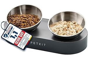 PETKIT Cybertail Ciotole per Gatti, Ciotola Rialzata,In Acciaio Inossidabile,Inclinata,Antiscivolo,Anti Fuoriuscita,per Gatti e Cani di Piccola Taglia