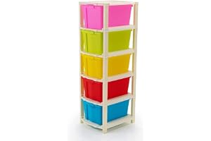 AVZEEGO 5 Xl Plastic Modular Drawer System For Home, Office, Hospital, Parlor, School, Doctors, Home And Kids, Product Dimension When Assembeled (27Cmx32Cmx85Cm)(5Xl-Classic), Multi