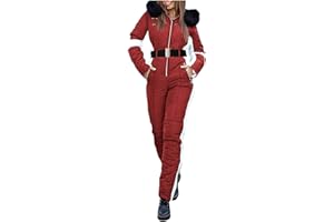 Shffuw Schneeanzug Damen,Skianzug Damen 2 Teilig,Einteiliger Ski Overall Winter Warme Schneejacke Skifahren SäTze Outdoor Sport Mit Kapuze ReißVerschluss SkianzüGe Wasserdicht SkianzüGe Damen Set