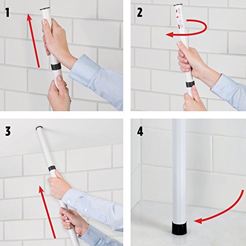 InterDesign RealWood Teleskop Duschregal | mit Handtuchhalter und Haken | hochwertige Duschablage ohne Bohren | vierfacher Duschkorb für mehr Stauraum | Metall mit Echtholz - 7