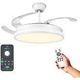 IluminaShop Ceiling Fan with White-Camo LED Light with Dimmable CCT Light and Dimmer Control, DC Motor 30W+40W Light, Quiet,