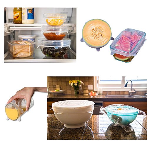 GA Homefavor Silikon-Stretch-Deckel Set 6 teilige BPA-freie Abdeckungen Wiederverwendbare Silikondeckel für Behälter, Schalen, Tassen - 4