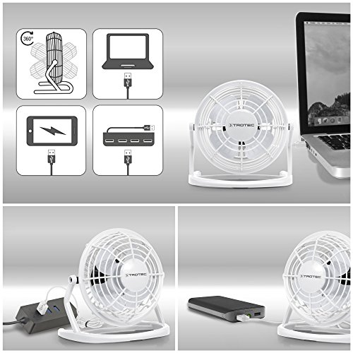 TROTEC TVE 1W Mini USB Ventilator / Fan / Lüfter in Snow White, geräuscharm mit An/Aus-Schalter, 360° Neigungswinkel, ideal für Schreibtisch Laptop Notebook, oder unterwegs (weiß) - 8