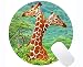 Produktbild Runde Mauspad Rutschfeste Naturkautschuk-Rechteck Runde Mauspads, Wild Animal Giraffe Gummi Mousepad Genähte Ränder