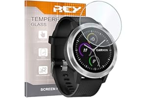 REY Pack 3X Bildschirmschutz aus gehärtetem Glas für Garmin VIVOACTIVE 3, Schutzfolie, Displayschutzfolie 9H+ Härte, Anti-Kratzen-Öl-Bläschen