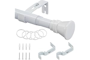 DAKEPOLE Barra Cortina Extensible, 81-204 cm, Juego de Barra Cortina Estable, Blanca