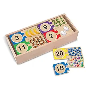 Melissa & Doug Self-Correcting Number Puzzles (Developmental Toys, Wooden Storage Box, Matching & Counting Skill Development, 40 Pieces, 12.75 H x 5.75 W x 2.75 L)
