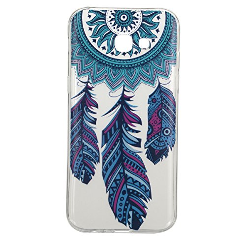 FESELE Transparent Handyhülle für [Samsung Galaxy A3 2017] Silikonhülle, Bunt Gemalt Samsung Galaxy A3 2017 Durchsichtig Ultradünn Silikon Crystal Case Weicher Gel TPU Schutzhülle Cover klar Rückseite Schutz Hülle Stoßdämpfung Kratzfeste Bumper Etui für Samsung Galaxy A3 2017 Traumfänger und Feder + Blau Eingabestift Stylus Touch Pen - 2