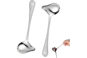 Yuqilin Cuchar de Salsa Acero Inoxidable,2 Piezas Cucharas para Salsas Cuchara de Salsa Pequeña de Acero,Cuchara para Aderezo de Ensaladas para Sopa Salsas Guisos y Más