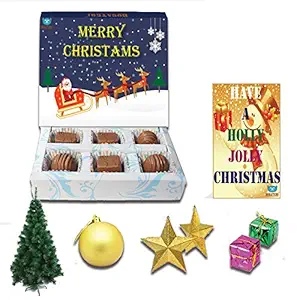 BOGATCHI Christmas Hampers, Complete Christmas Celebration Kit, Merry Christmas Chocolates, Premium Xmas Gift Box, 6 pieces + FREE Xmas SANTA Toy, FREE Merry Christmas Greetings Card, FREE Xmas Stars, FREE Xmas Tree, FREE Xmas Gifts