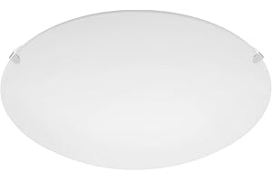‎EGLO EGLO Deckenlampe Mars, runde Wandleuchte innen, Deckenleuchte aus weiß satiniertem Glas, Stahl, Lampe Schlafzimmer mit E27 Fassung