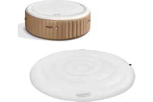 Domigard Aufblasbare Poolabdeckung, Whirlpool Abdeckung Rund, Whirlpoolabdeckung mit Ventil zum schnellen und einfachen Aufblasen und Entleeren, Regen- und schneebeständig (165cm Weiß)