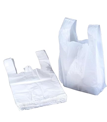 200 White Plastic Vest Carrier Bags Small 10X15X18 - View #5