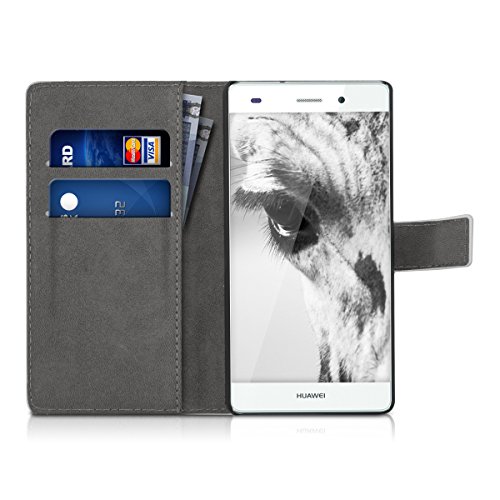 kwmobile Funda para Huawei P8 Lite  2015  - Carcasa de  Cuero sint  tico  con dise  o de Jirafa - Case con  Tarjetero 