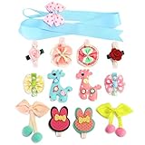 kilofly Pretty Girl Colorful Mix Hair Clips Value Pack [Set of 12 + Clip Holder]