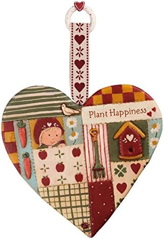 Gnomys Diaries - Heart Message Plaque, Be Happy, Stone Paste, Multi-Coloured, 14 x 1 x 14 cm