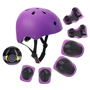 Kids Adjustable Bike Helmet for 3-8 Years 7 in 1 Sports Protective Gear Set Knee Elbow Wrist Pads Boys Girls Toddler Helmet with Cycling Skateboard Rollerblading Scooter