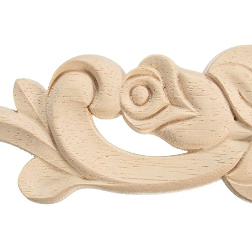 2pcs Holz Schnitzerei Schrank Möbel Ecke Verziehrung Ornament Holzornamente Handgemacht 35*8cm - 5