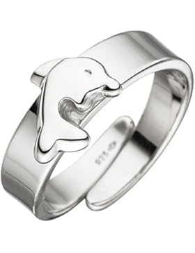 JOBO Kinder Ring Delfin 925 Sterling Silber Silberring Kinderring verstellbar