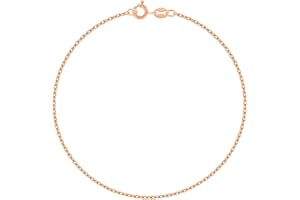 Planetys - Chaîne de Cheville Argent 925/1000 Plaqué Or Rose 18 Carats Maille Forçat Diamantée Largeur: 1.5 mm